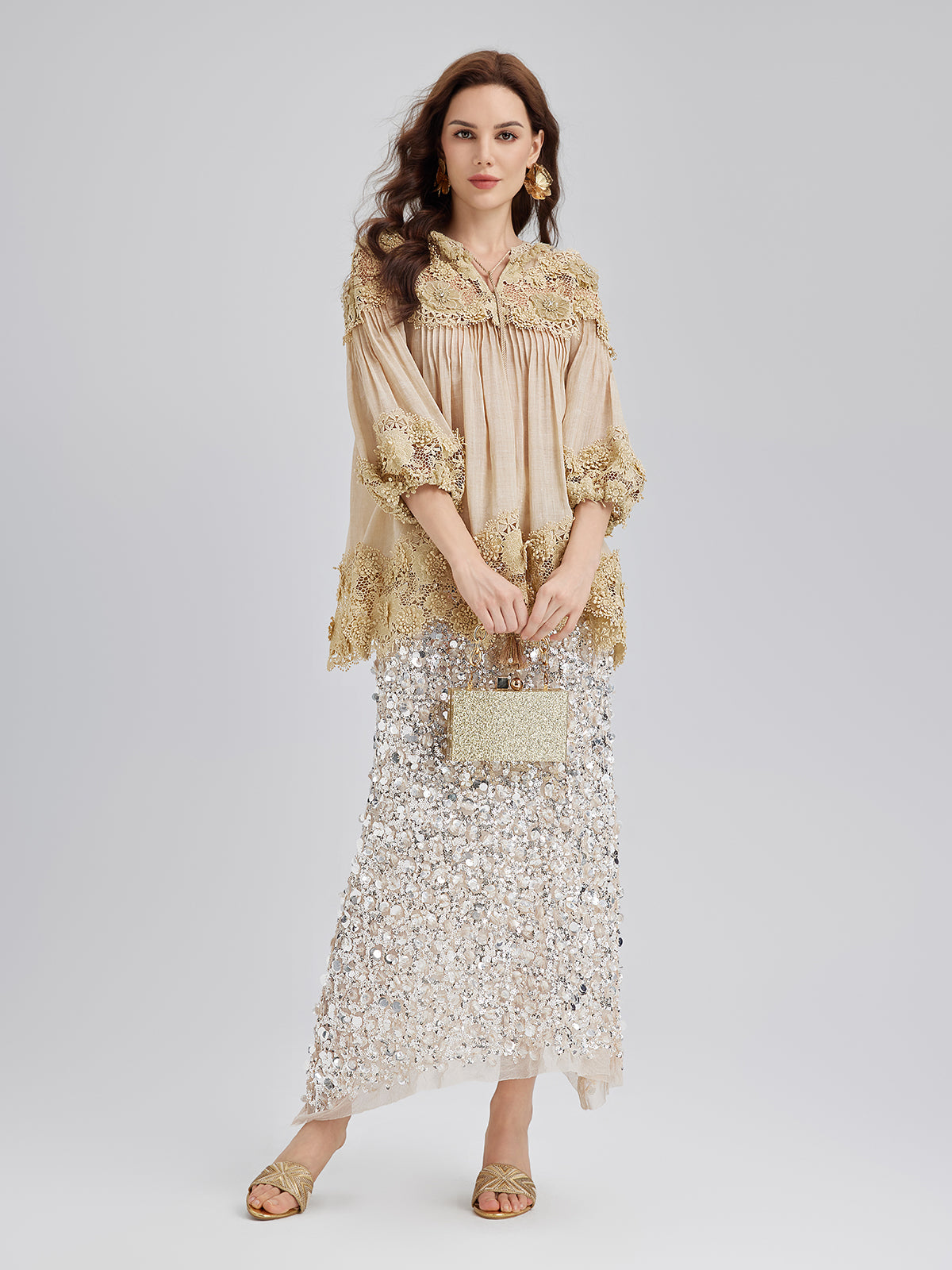 Layered Sequin Mermaid Elastic Waist Skirt