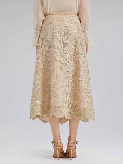 Baroque Guipure Lace A-Line Skirt
