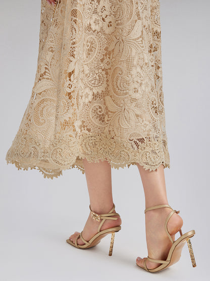 Baroque Guipure Lace A-Line Skirt
