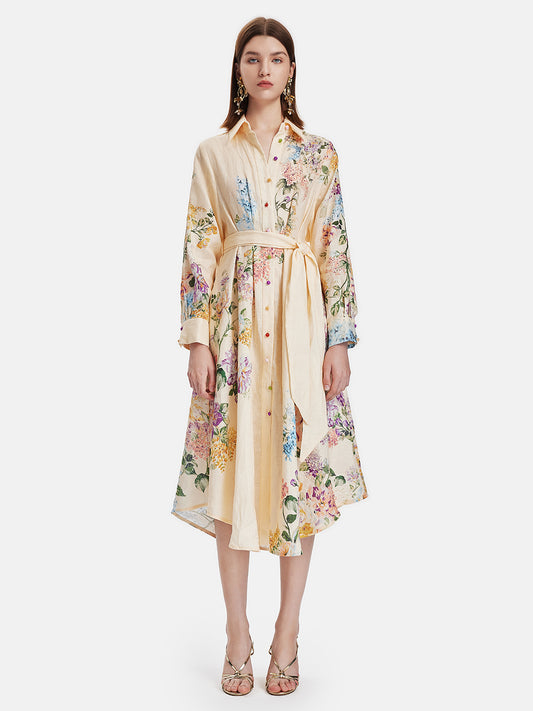 Floral Linen Shirt Dress