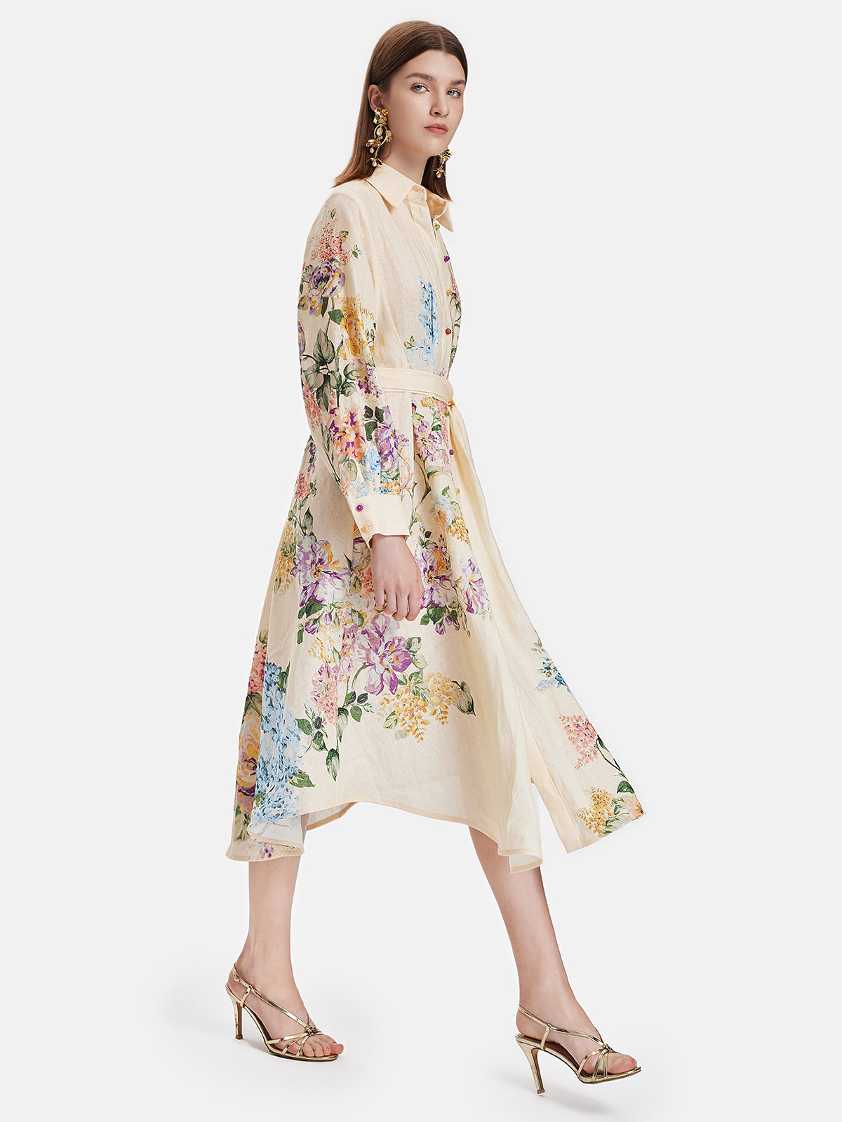 Floral Linen Shirt Dress