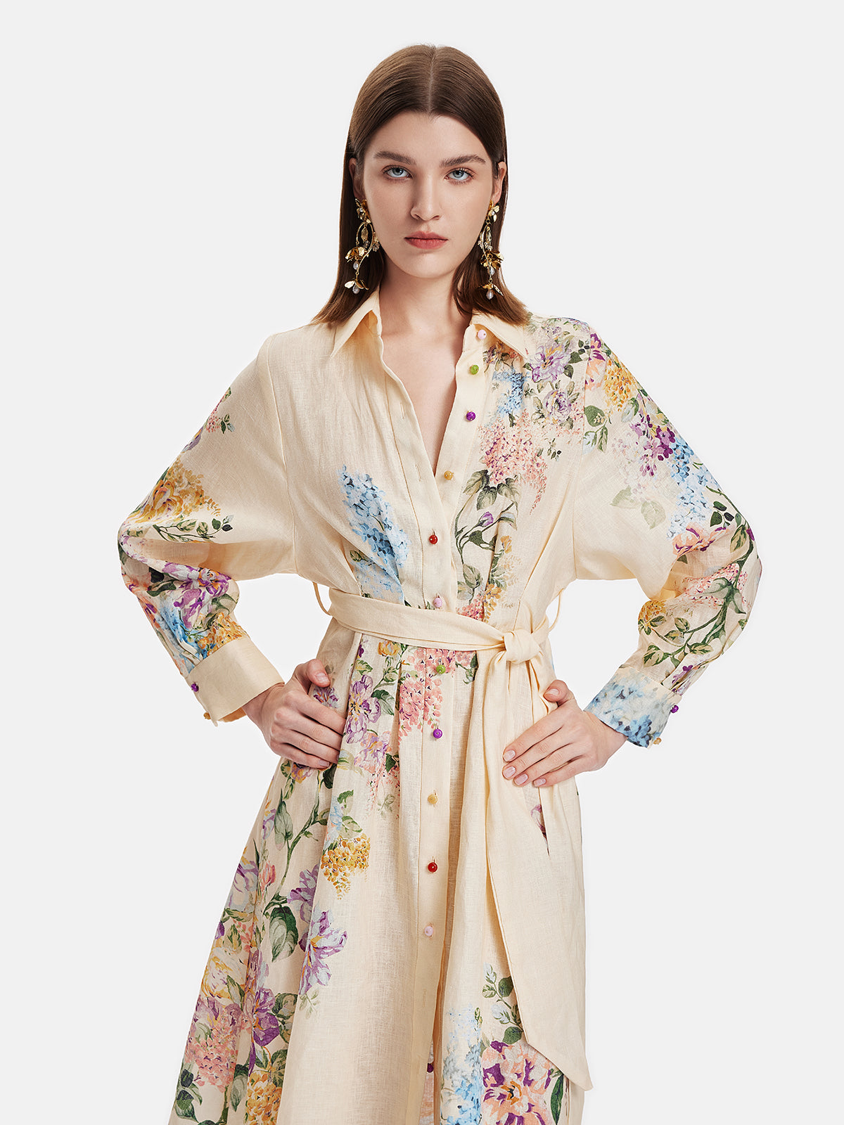 Floral Linen Shirt Dress