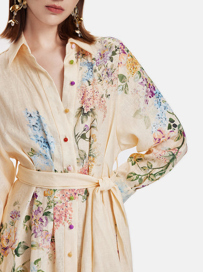 Floral Linen Shirt Dress