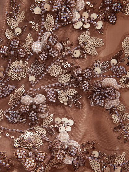 Silk Organza Sequin Appliqué Jacket (Two Belts Included)