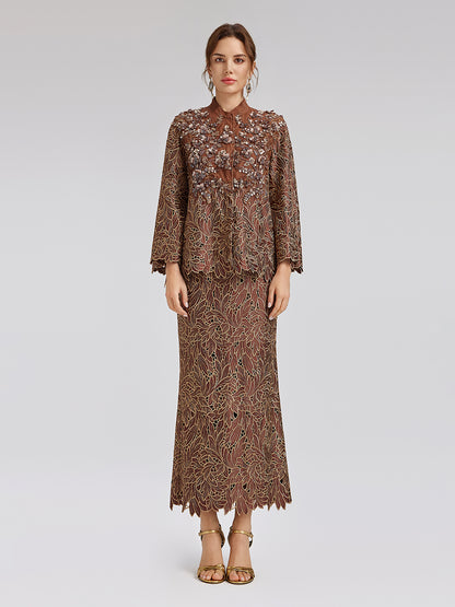 Water-Soluble Embroidery Concealed Zip Skirt