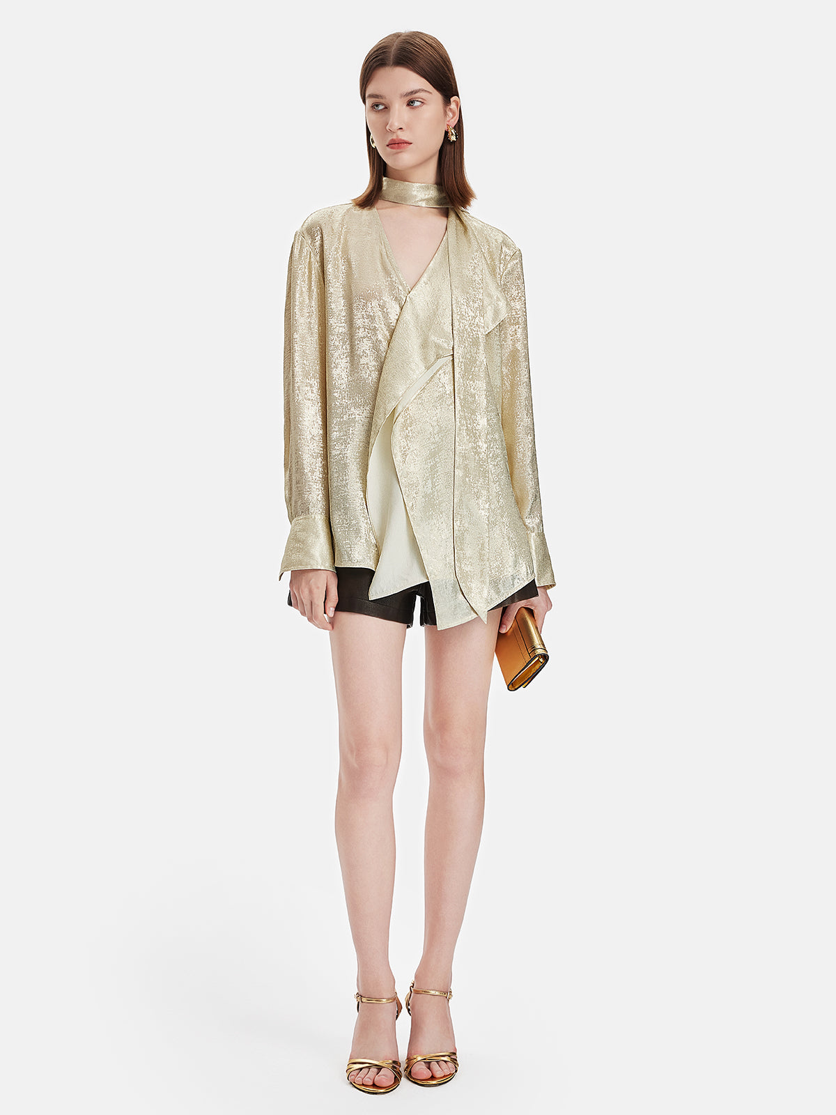 Gold Long Ribbon Shirt