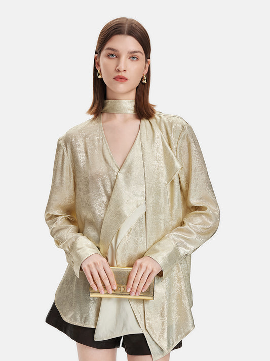 Gold Long Ribbon Shirt