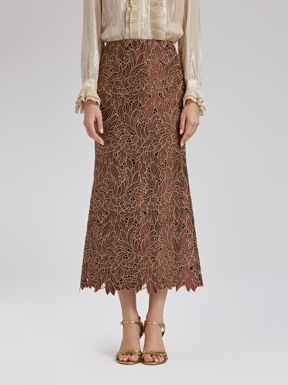 Water-Soluble Embroidery Concealed Zip Skirt