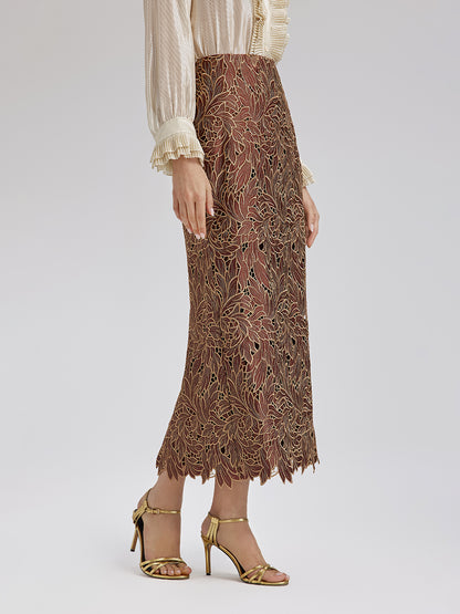 Water-Soluble Embroidery Concealed Zip Skirt