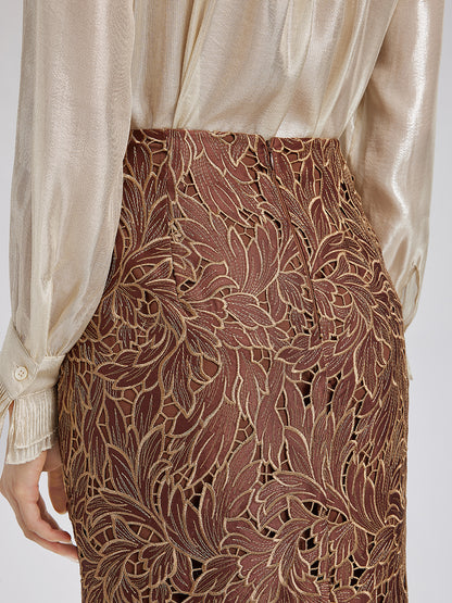Water-Soluble Embroidery Concealed Zip Skirt