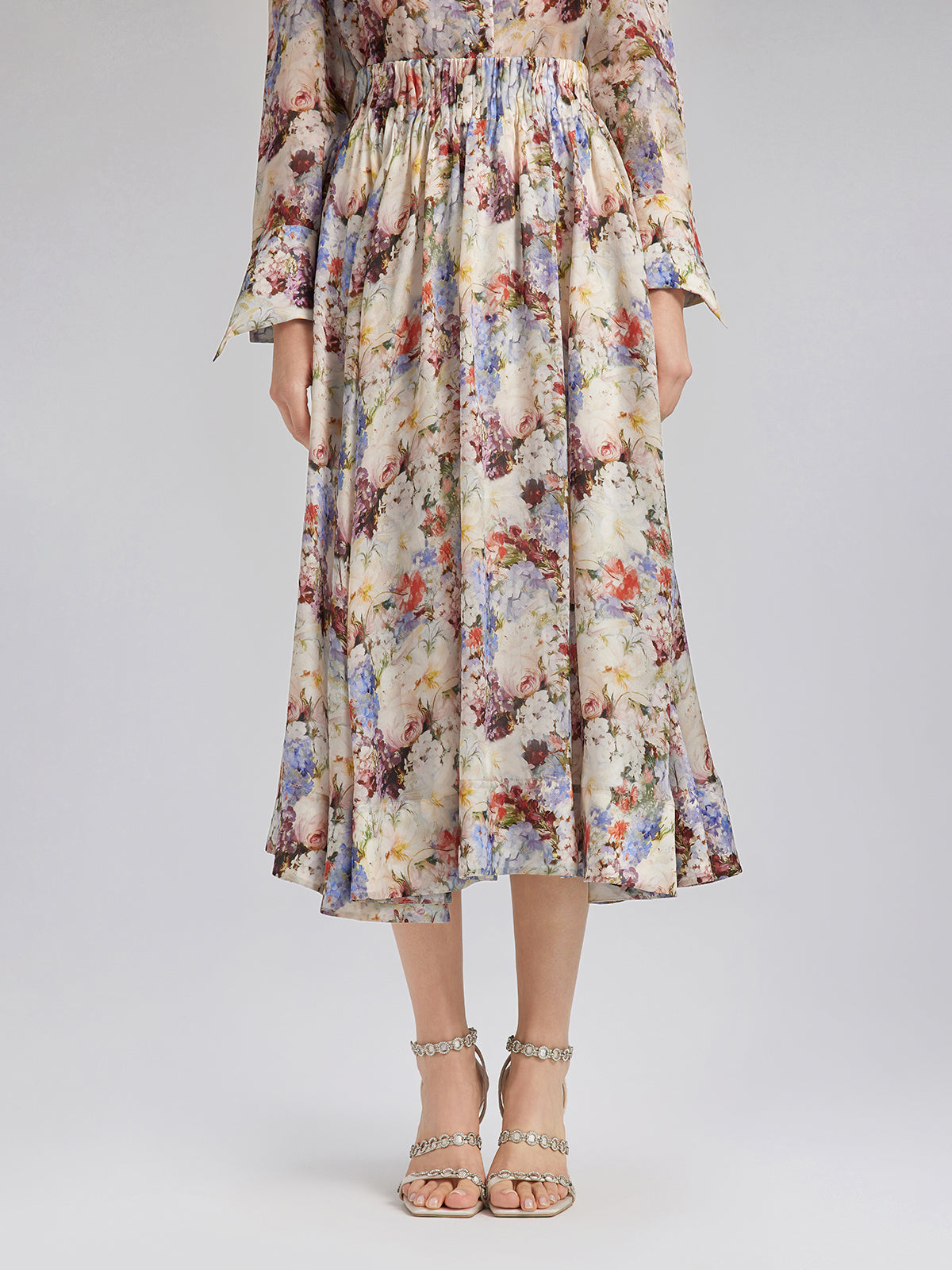 Silk Organza Baroque Print Skirt