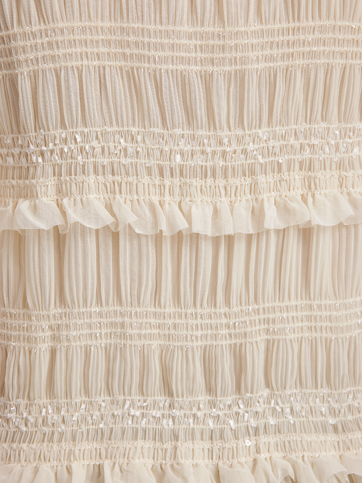 Textured Pleated Ruffle Blouse (Detachable Ribbon Tie Included)