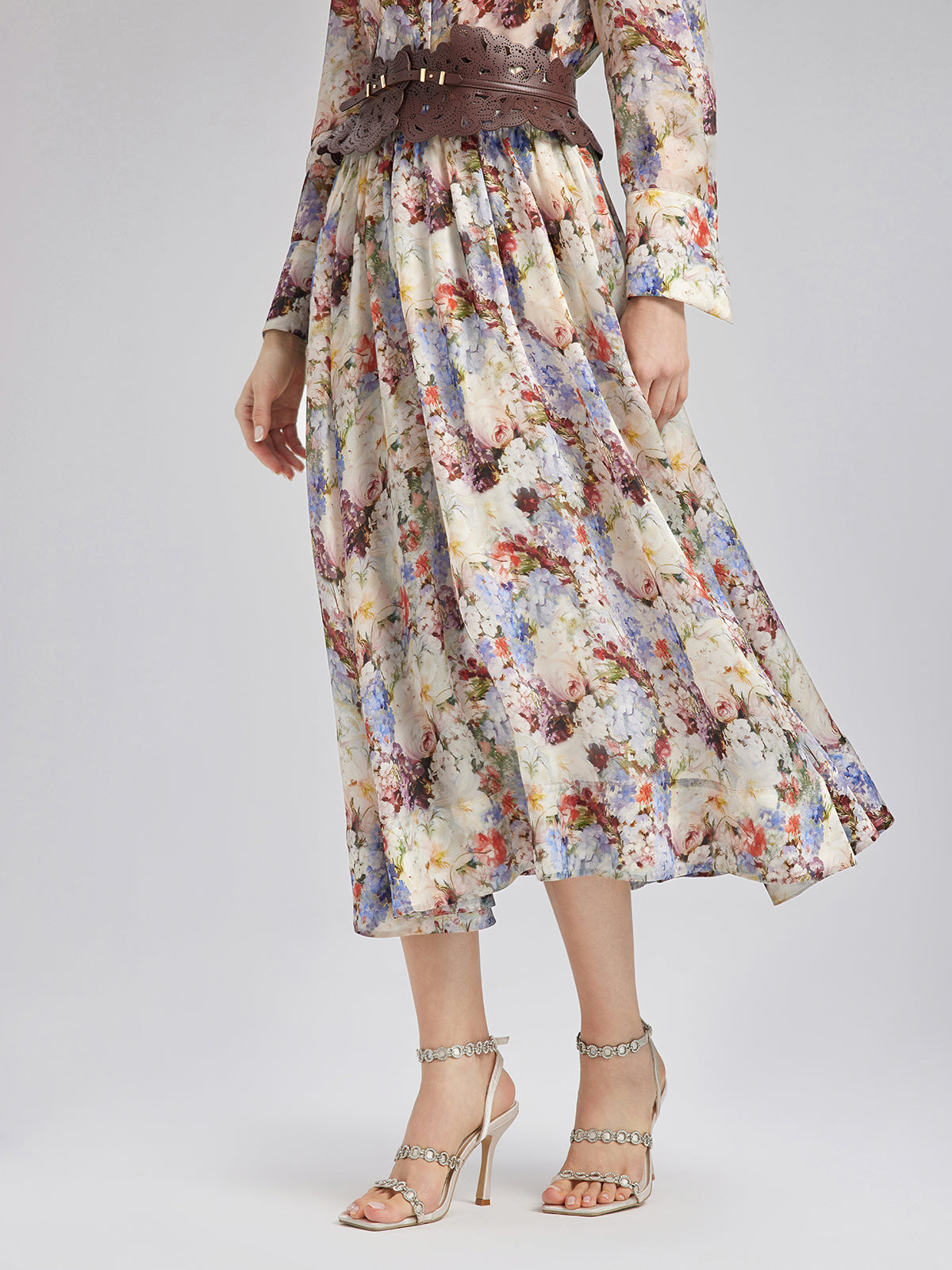 Silk Organza Baroque Print Skirt