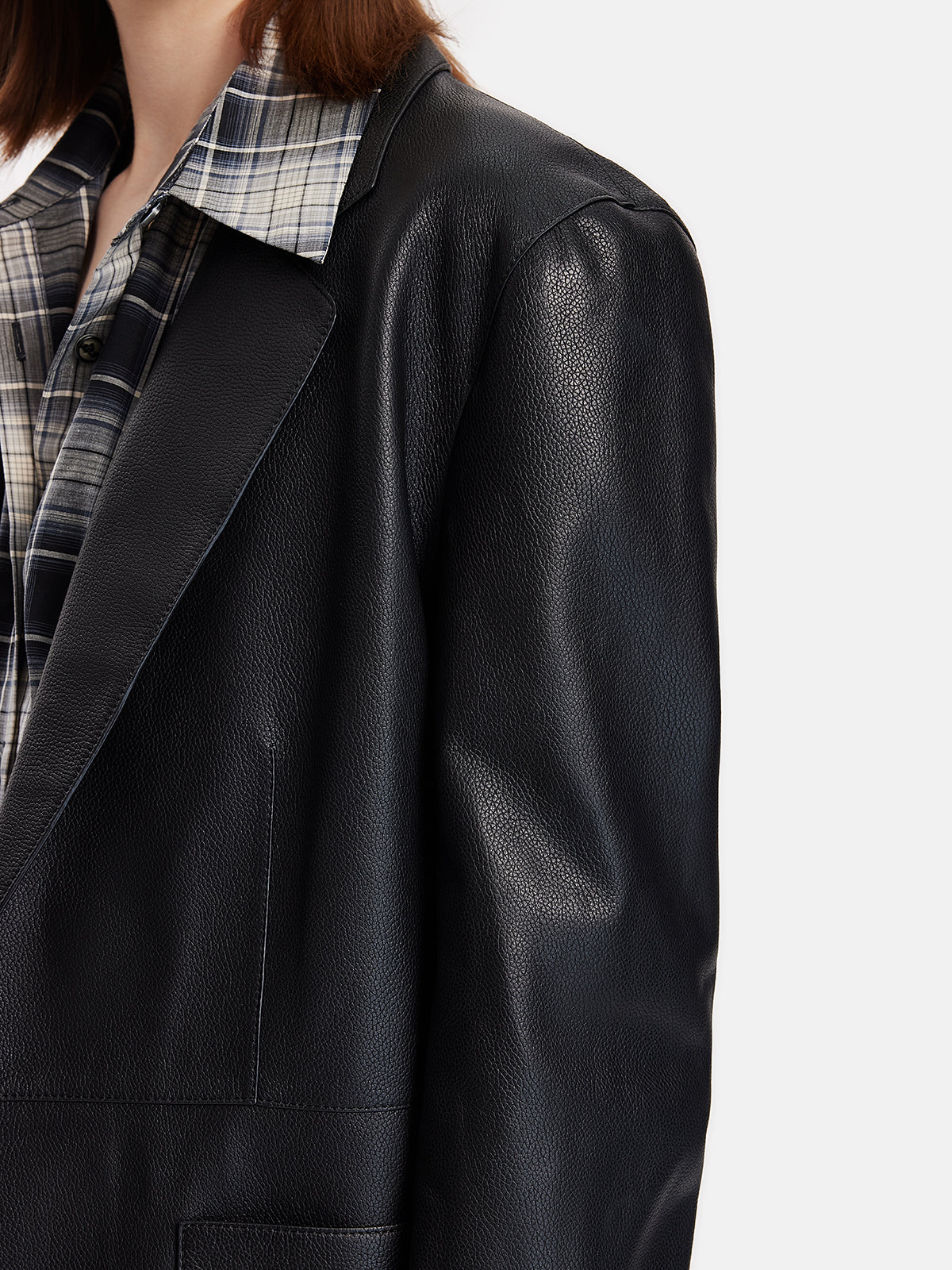 Minimalist Leather Blazer Jacket