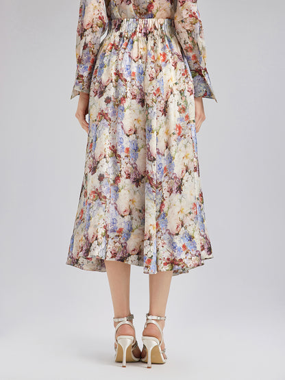 Silk Organza Baroque Print Skirt