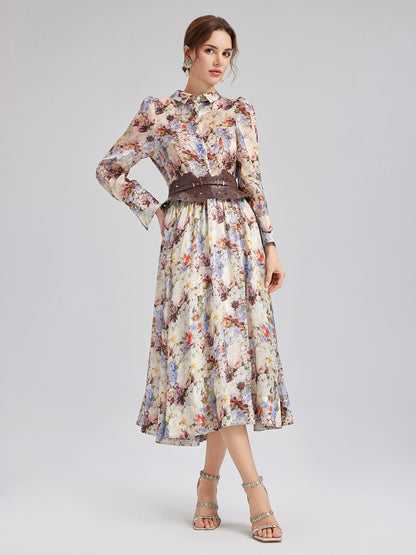 Silk Organza Baroque Print Skirt