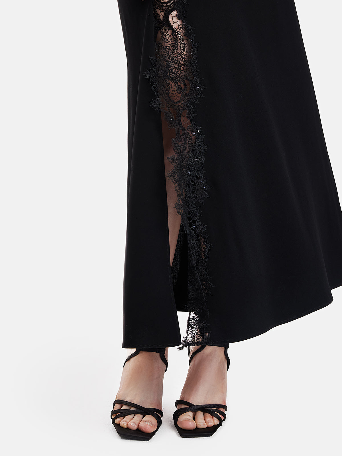 Lace-Slit Sculpted Dress