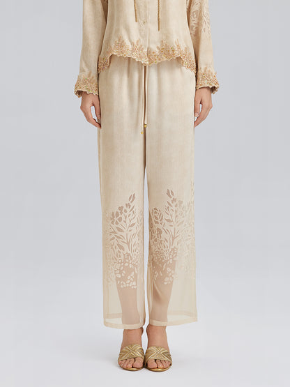 Custom Denim-Effect Gradient Elastic Trousers