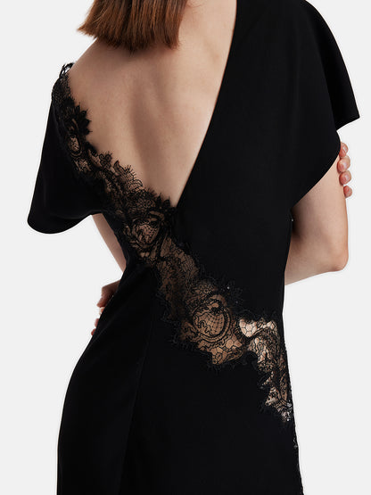 Lace-Slit Sculpted Dress