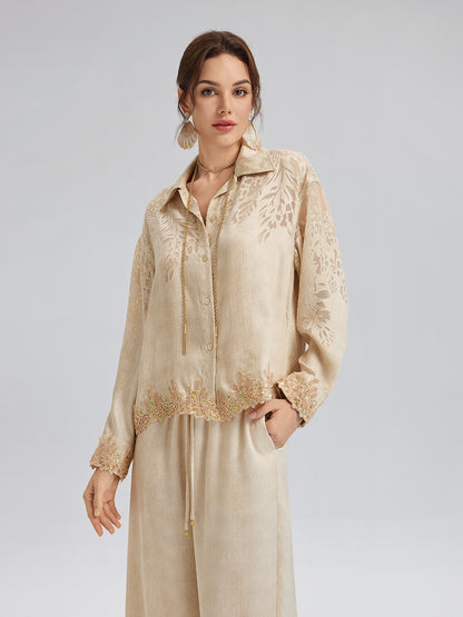 Custom Denim-Effect Gradient Lace Shirt