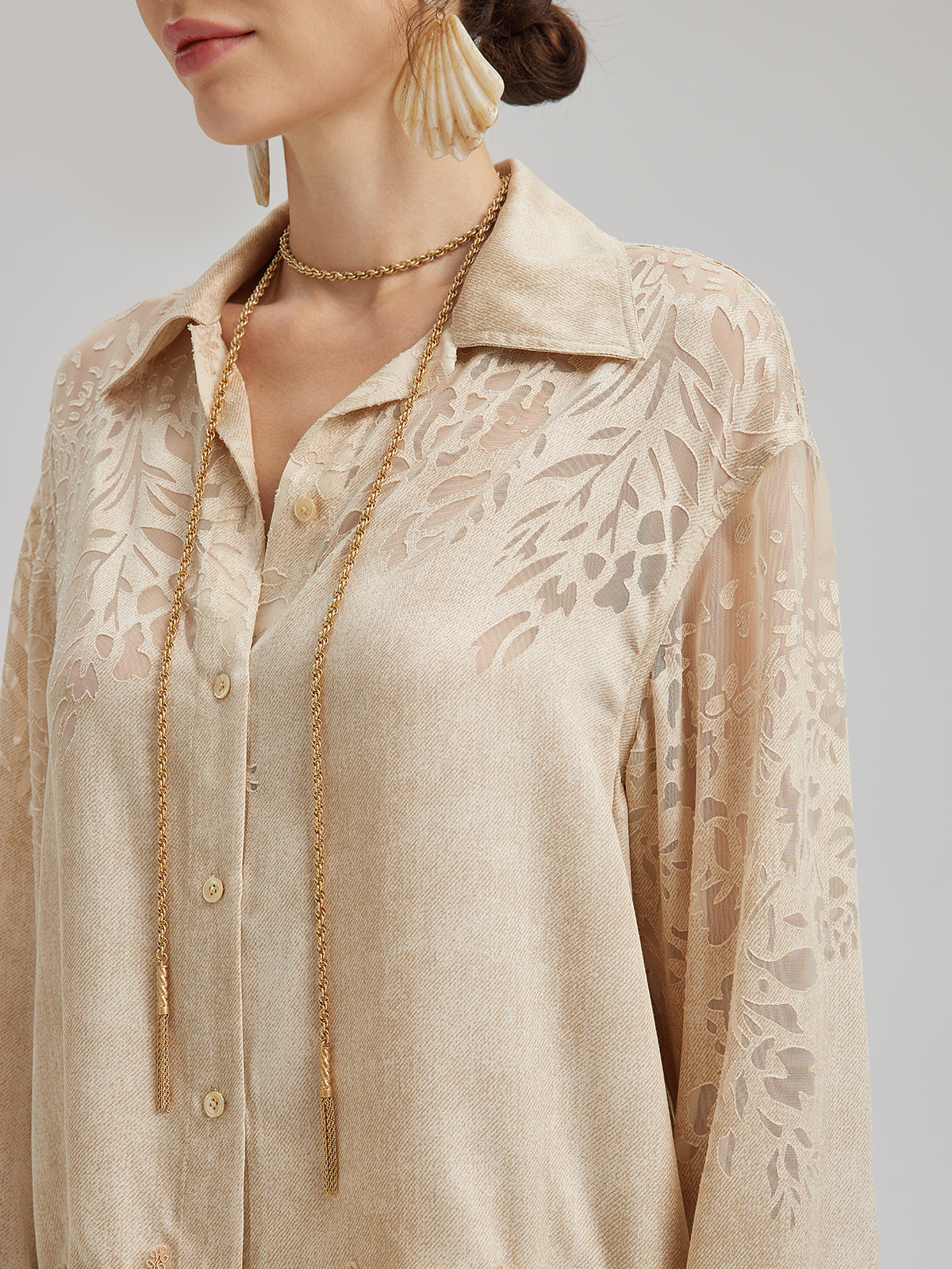 Custom Denim-Effect Gradient Lace Shirt