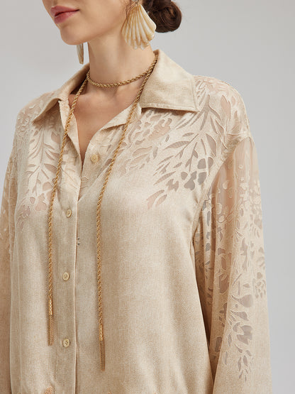 Custom Denim-Effect Gradient Lace Shirt