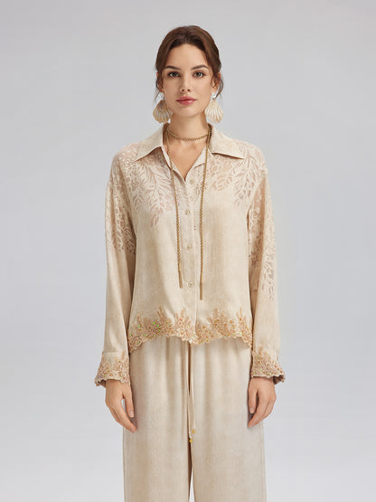 Custom Denim-Effect Gradient Lace Shirt