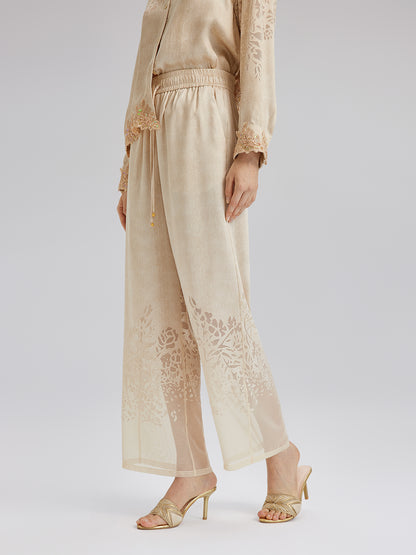 Custom Denim-Effect Gradient Elastic Trousers