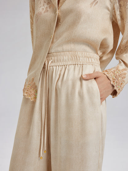 Custom Denim-Effect Gradient Elastic Trousers