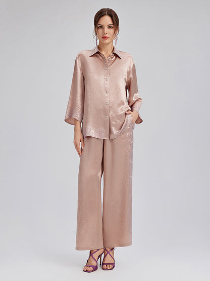 Crystal-Embellished Three-Quarter Sleeve Shirt