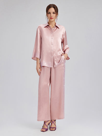 Crystal-Embellished Three-Quarter Sleeve Shirt