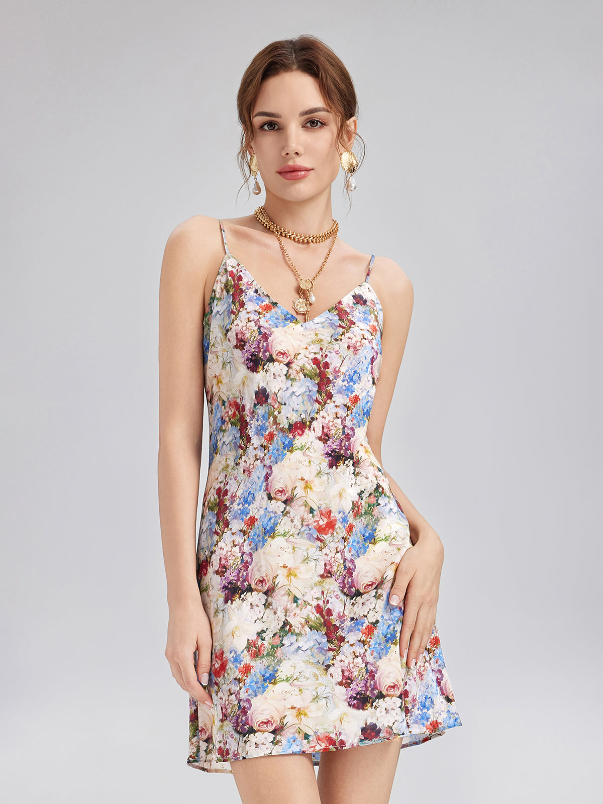 Baroque Silk Lace-Organza Panel Dress (100% Silk Floral Slip Included)