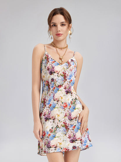 Baroque Silk Lace-Organza Panel Dress (100% Silk Floral Slip Included)