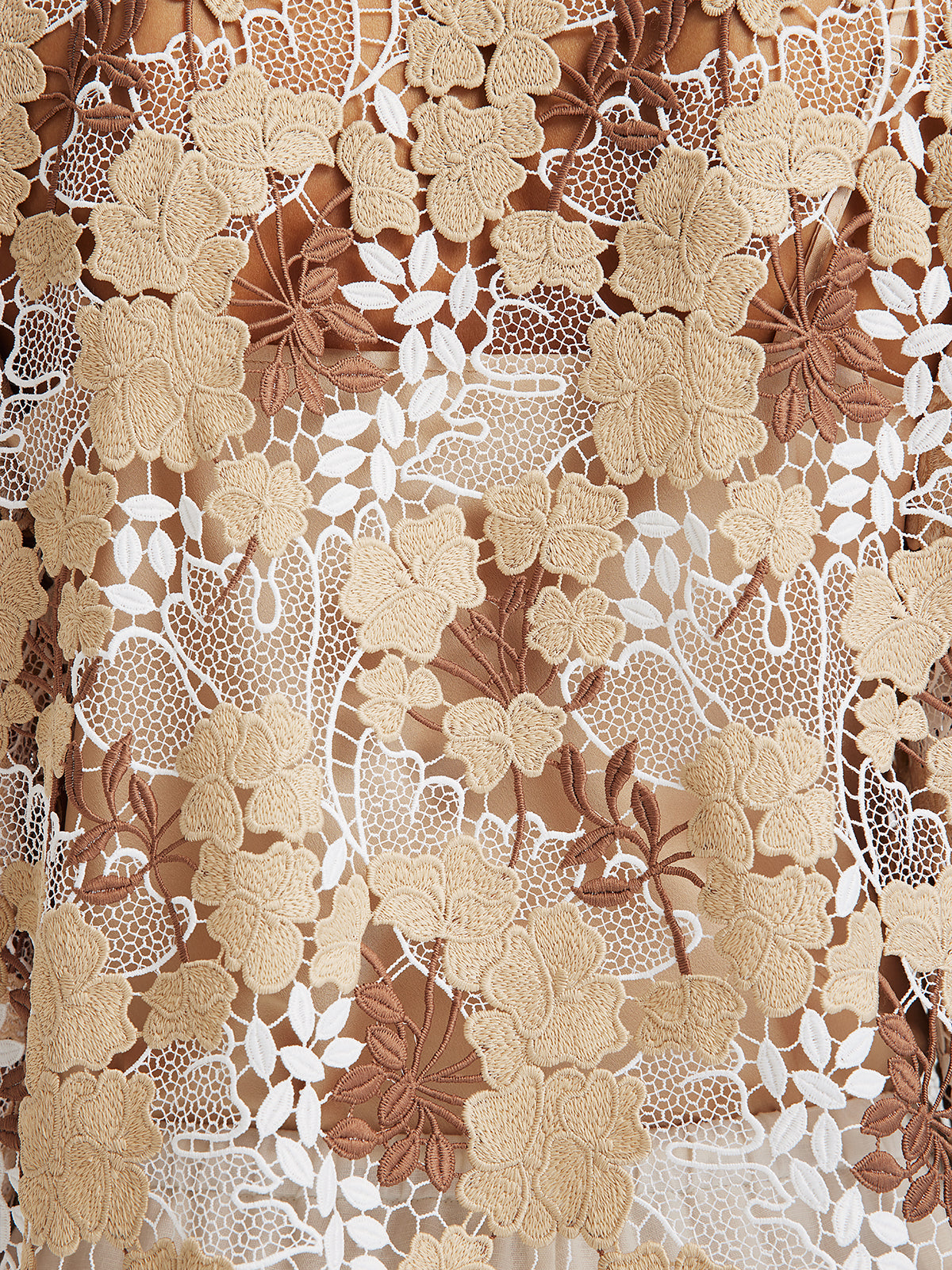 Rhinestone Embroidered Florals Lace V-Neck Top