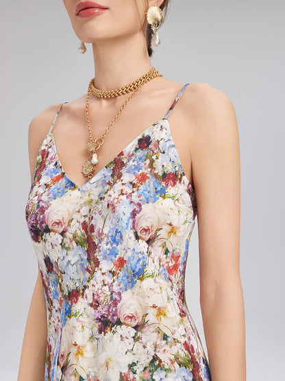 Baroque Silk Lace-Organza Panel Dress (100% Silk Floral Slip Included)