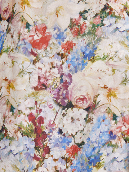 Baroque Silk Lace-Organza Panel Dress (100% Silk Floral Slip Included)