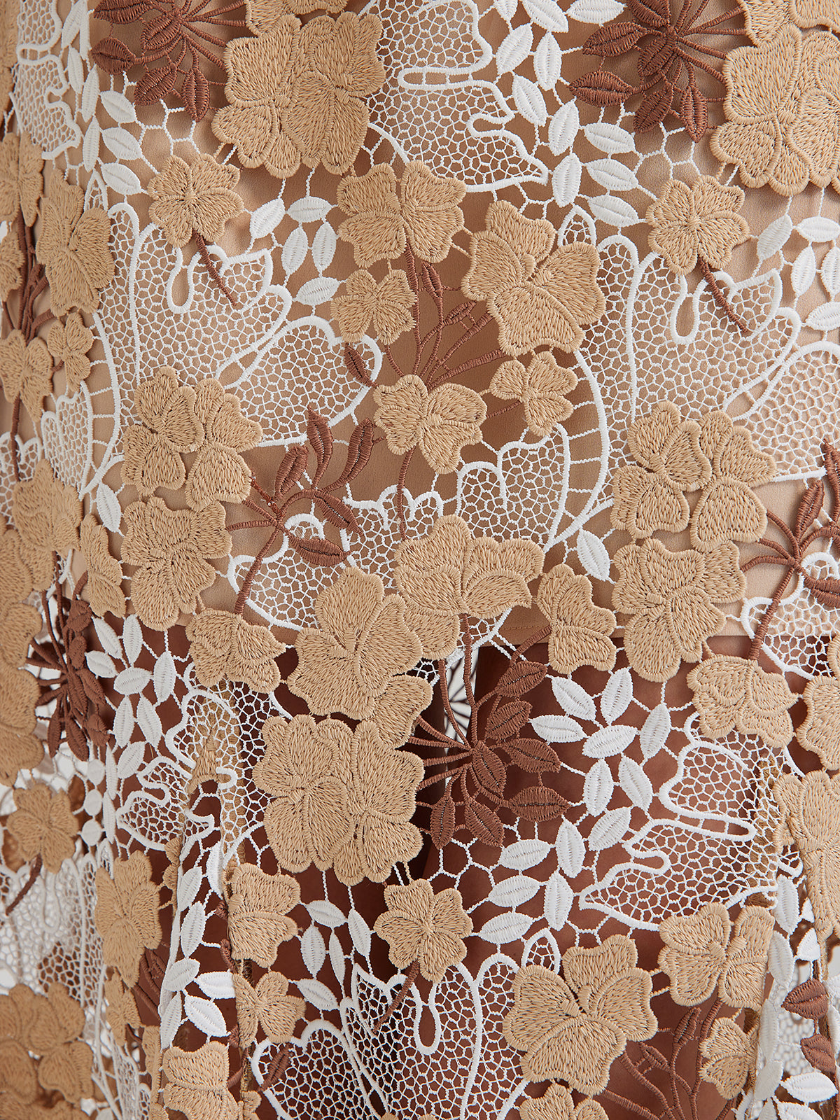 Rhinestone Openwork Embroidered Florals Lace Dress