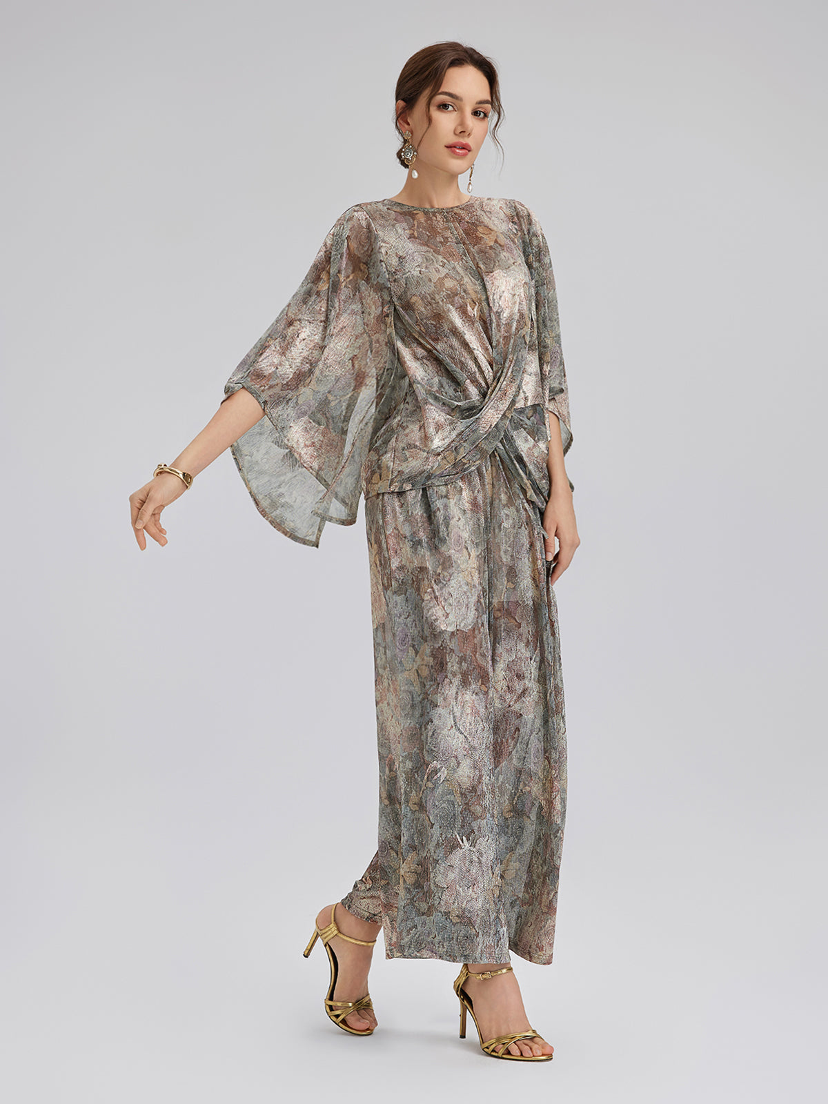 Final Sale | Foil-Printed Lurex Knit Drawstring Pants