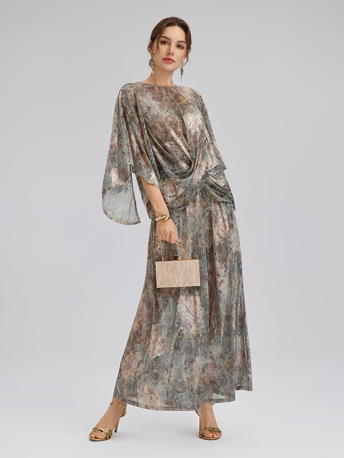 Final Sale | Foil-Printed Lurex Knit Drawstring Pants