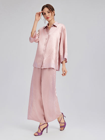 Crystal-Embellished Three-Quarter Sleeve Shirt