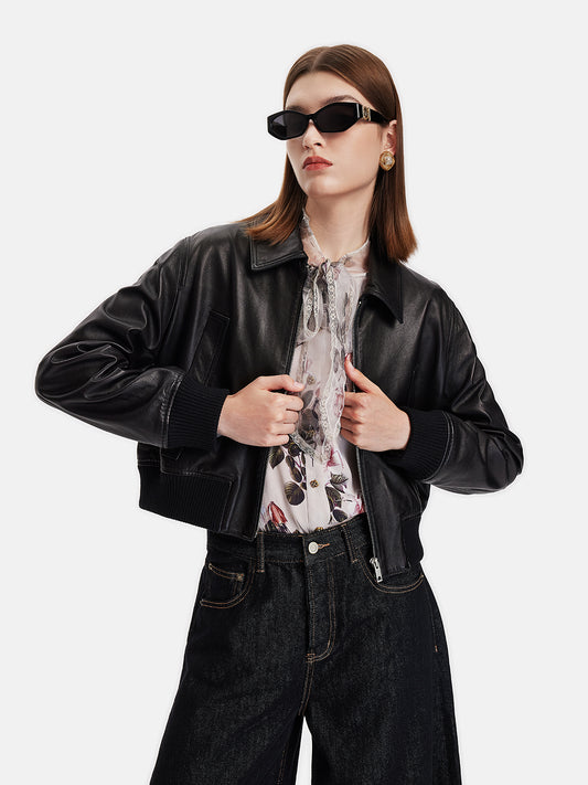 Cropped French Leather Jacket