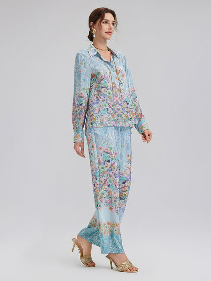 Silk Double Crepe Printed French Shirt