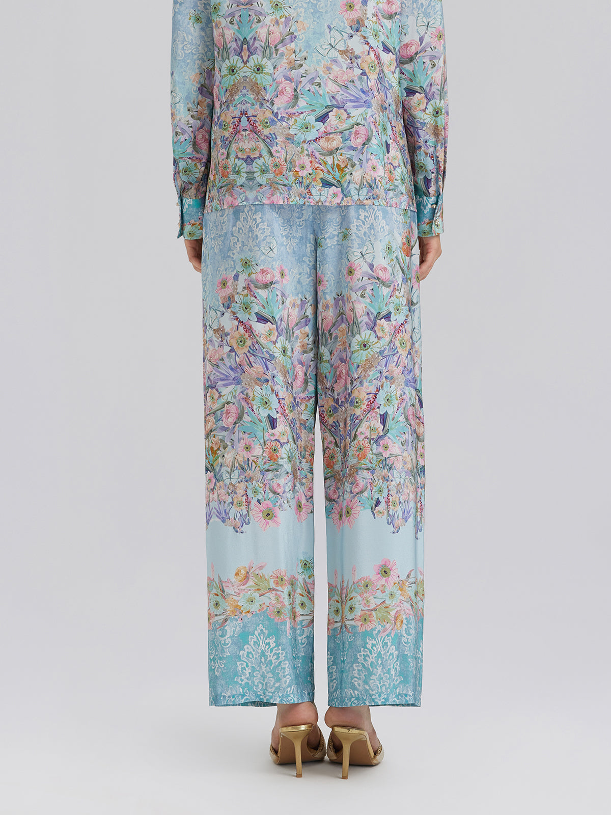 Silk Double Crepe Printed French Pants