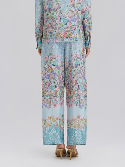 Silk Double Crepe Printed French Pants
