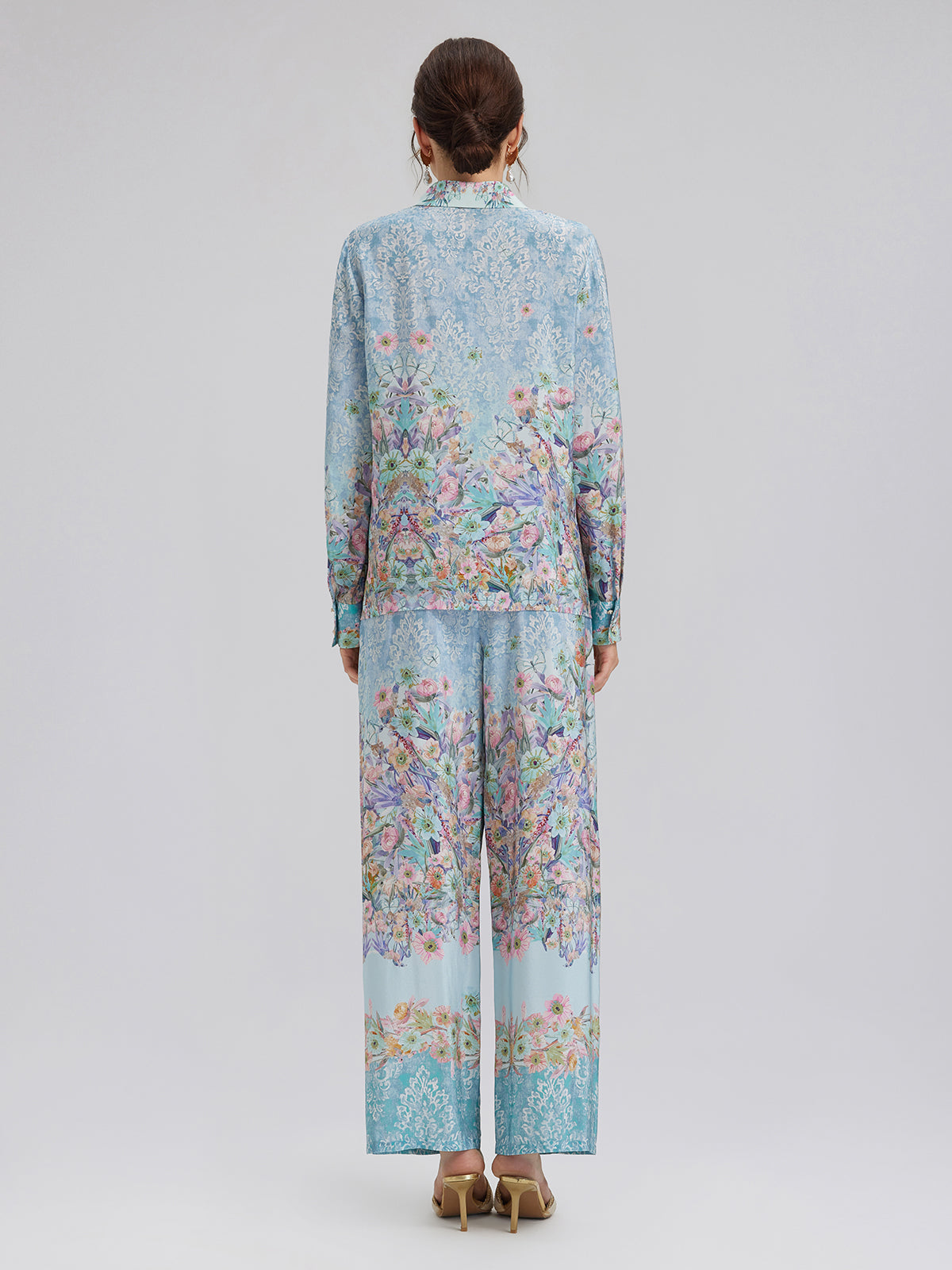 Silk Double Crepe Printed French Pants