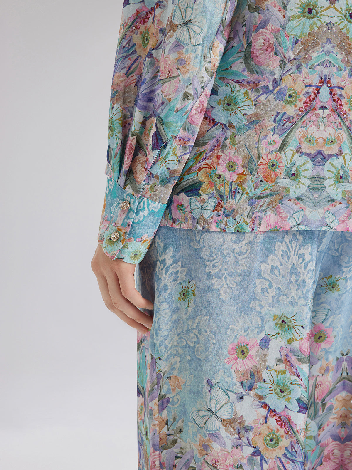 Silk Double Crepe Printed French Pants