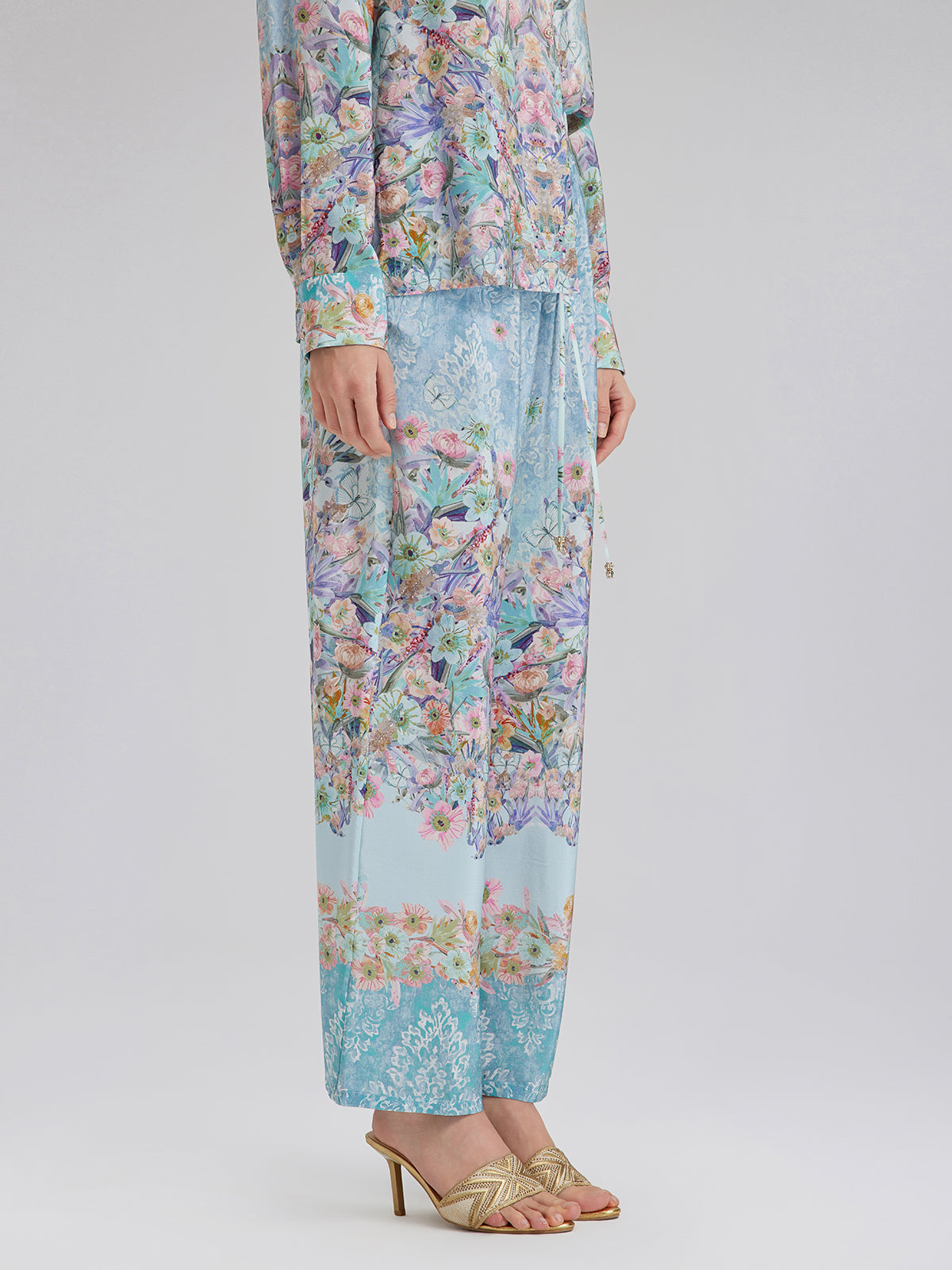 Silk Double Crepe Printed French Pants