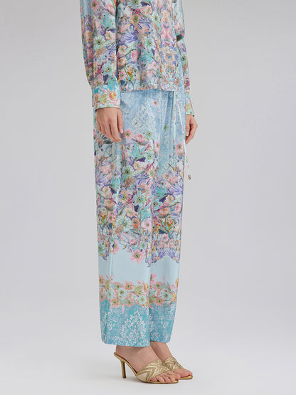 Silk Double Crepe Printed French Pants