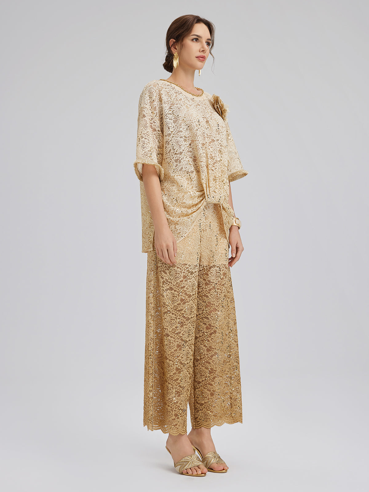 Lace Gold Gradient Sequin Handcrafted Chain Set