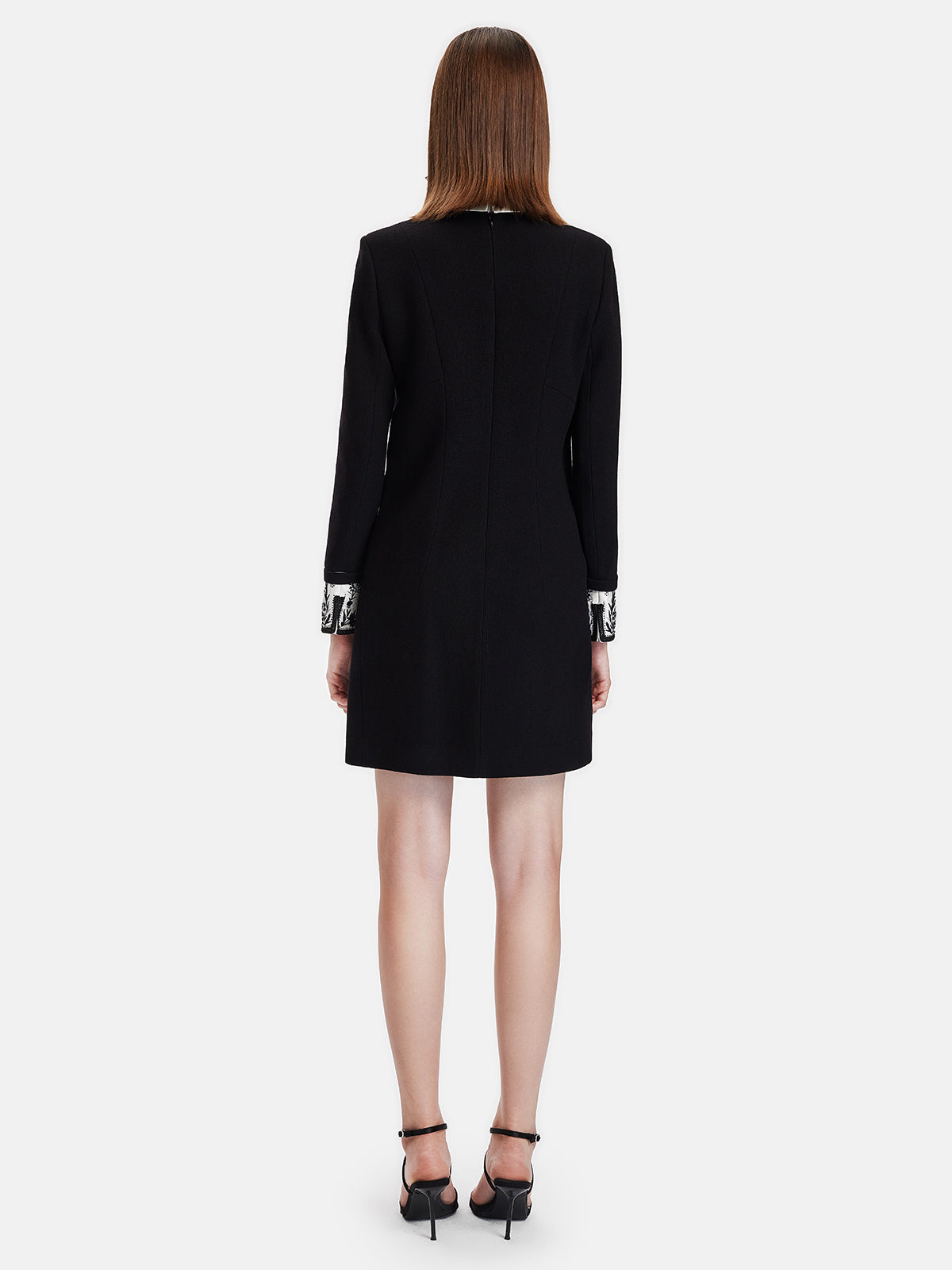 Silk-Wool Colorblock Embroidered Dress